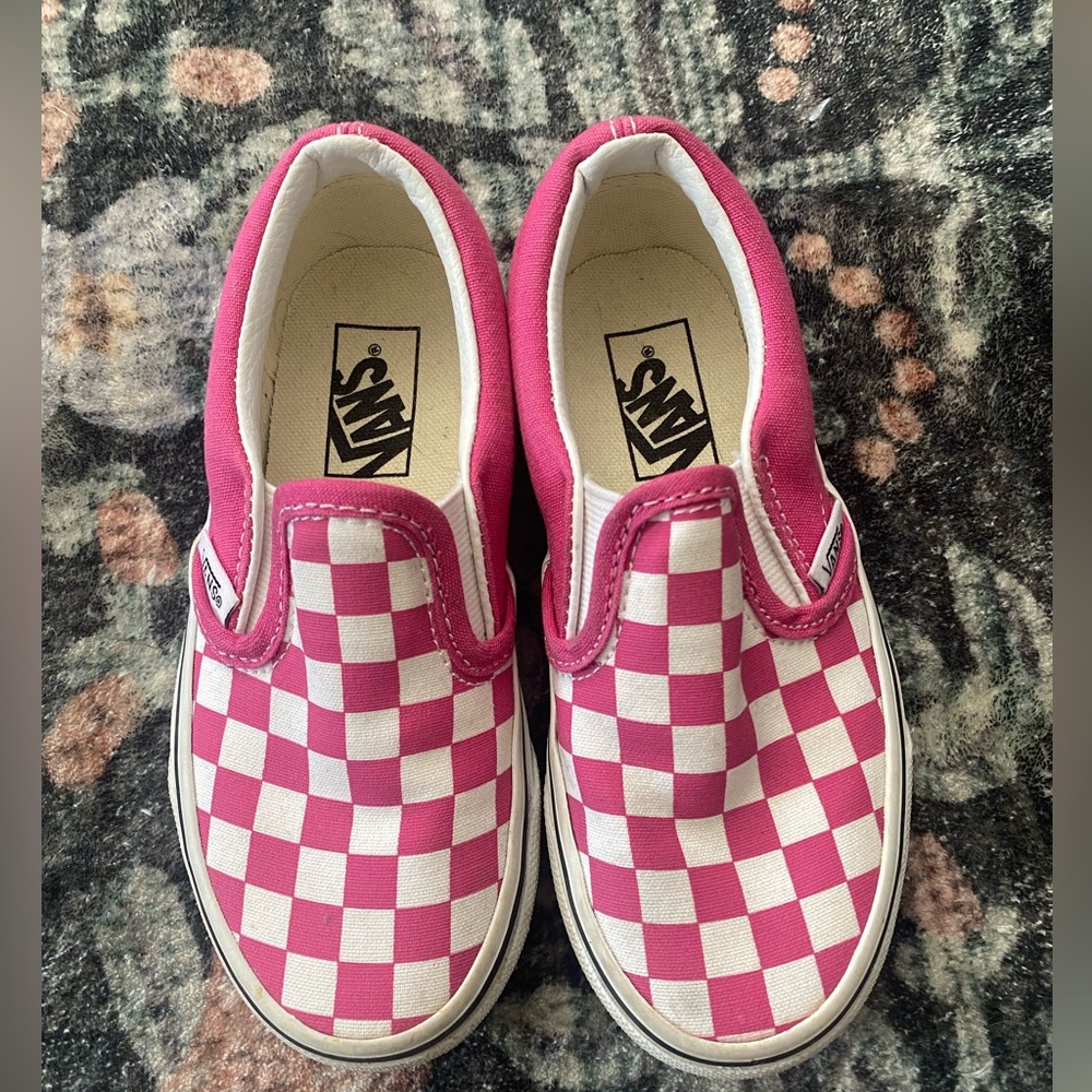 Little Girl’s Pink Checkered Vans